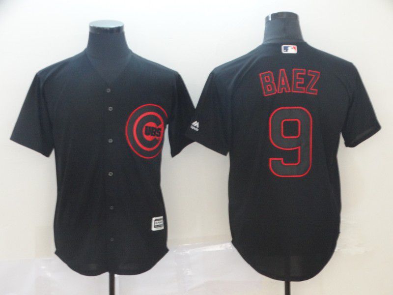 Men Chicago Cubs 9 Baez Black MLB Jerseys